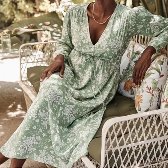 Summersalt Cinched Waist Caftan Dress - Vintage Floral in Ivy NWT - Picture 2 of 7